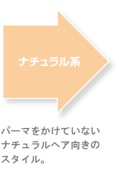 ナチュラル系　パーマをかけていないストレートヘア向きのスタイル。